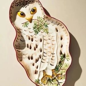 NWT Anthropologie  Nathalie Lete Snowy Owl Serving Platter